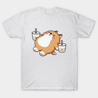 Lazy Shiba Loves Boba! T-Shirt